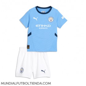 Camiseta Manchester City Erling Haaland #9 Primera Equipación Replica 2024-25 para niños mangas cortas (+ Pantalones cortos)